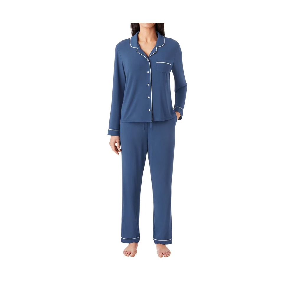 Member's Mark DreamMark Women's 2-Piece Notch Collar Pajama Set Size XXL Blue